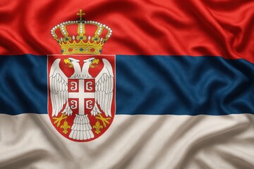 Serbian Flag With National Emblem