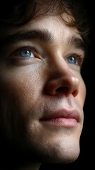Fototapeta premium pensive face: dramatic contemplation