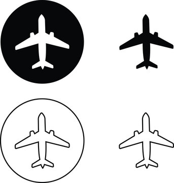 Airplane icon set. Aircrafts flat style stock vector collection isolated on transparent background. Flying plane travel journey symbol. Transportation sign. flight mode icon. Airliner raise minimal.