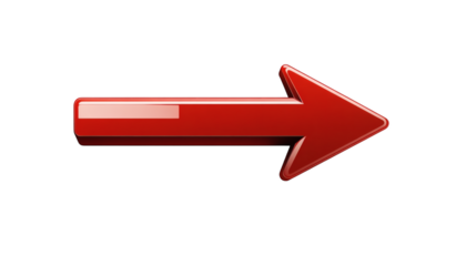 3D red arrow, mark isolated on png transparent background