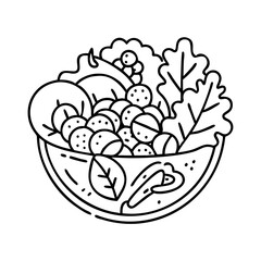 mixed greens salad icon, mixed greens salad line art - simple line art of mixed greens salad, perfect for mixed greens salad logos and icons
