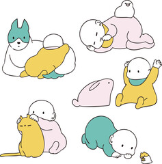 赤ちゃんと動物セット