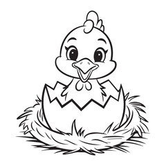 black and white cartoon chick