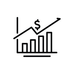 Black line icon for stocks