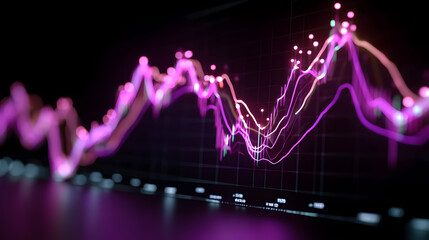 Abstract representation of financial data presented with glowing neon lines