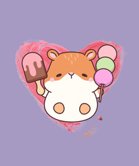 This cute and adorable hamster is holding ice cream and candy.