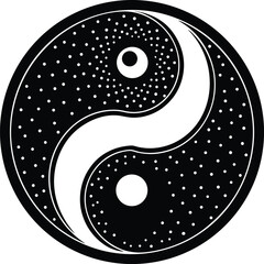 Yin yang balance Silhouette Black Vector Illustration Design