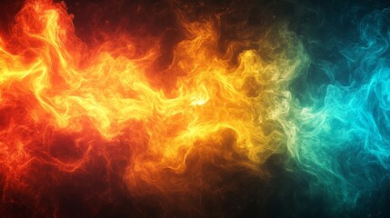 Fototapeta premium Fiery Versus Cool Abstract Background with Dynamic Energy Waves of Orange Red and Blue Light