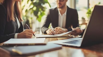 Diverse Team Collaborating in a Modern Office Environment with Technology Integration and Business Planning – Professional Colleagues Engaged in Strategic Discussion, Brainstorming Ideas, and Working 
