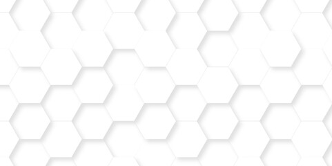 Fototapeta premium Abstract emboss white Hexagonal Background. Luxury White Pattern. Vector Futuristic minimal honeycomb mosaic white background. geometric mesh cell texture. modern futuristic wallpaper.
