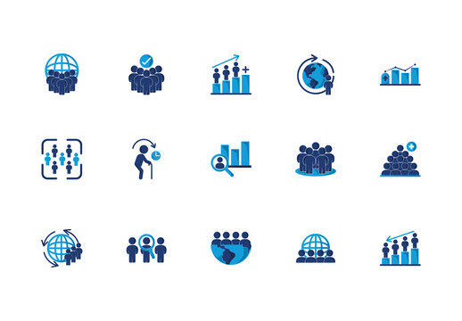 Blue And Navy Global Overpopulation Awareness Illustration Set