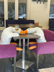 Two goose with a glass of wine © dmitriisimakov