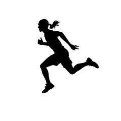 Running Silhouette Against Sunrise Horizon for Motivation