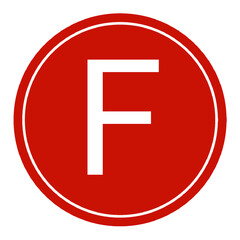 Letter f symbol element with red circle transparent background png, logo f red design © DLC