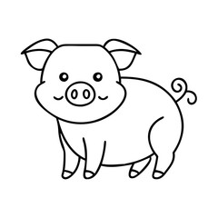 pig icon, pig line art - simple line art of pig, perfect for pig logos and icons