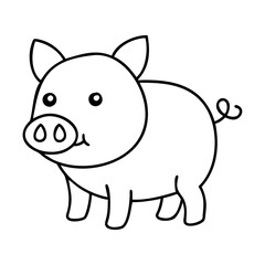 pig icon, pig line art - simple line art of pig, perfect for pig logos and icons