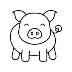 pig icon, pig line art - simple line art of pig, perfect for pig logos and icons