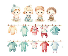 Watercolor baby shower illustration