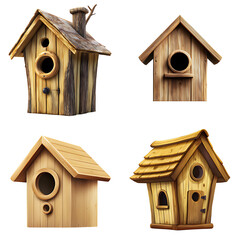 wooden birdhouse isolated on white
