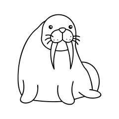 walrus icon, walrus line art - simple line art of walrus, perfect for walrus logos and icons