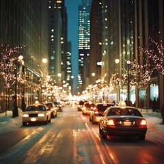City Street at Night, Snow