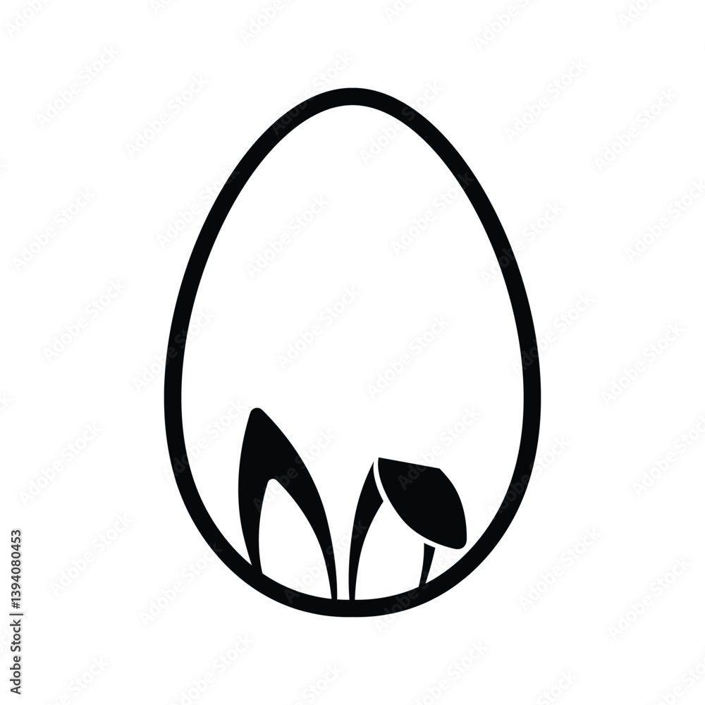 Fototapete happy easter vector creative greeting card or banner frame template. easter egg with bunny ears in s