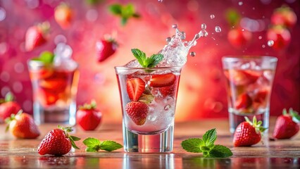 Long Exposure Strawberry Cocktail Photography: Pastel Pink Kitchen, Summer Drink Recipe