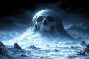 Frozen skull mountain landscape