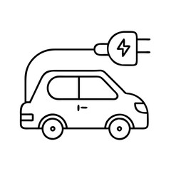 electric car icon, electric car line art - simple line art of electric car, perfect for electric car logos and icons