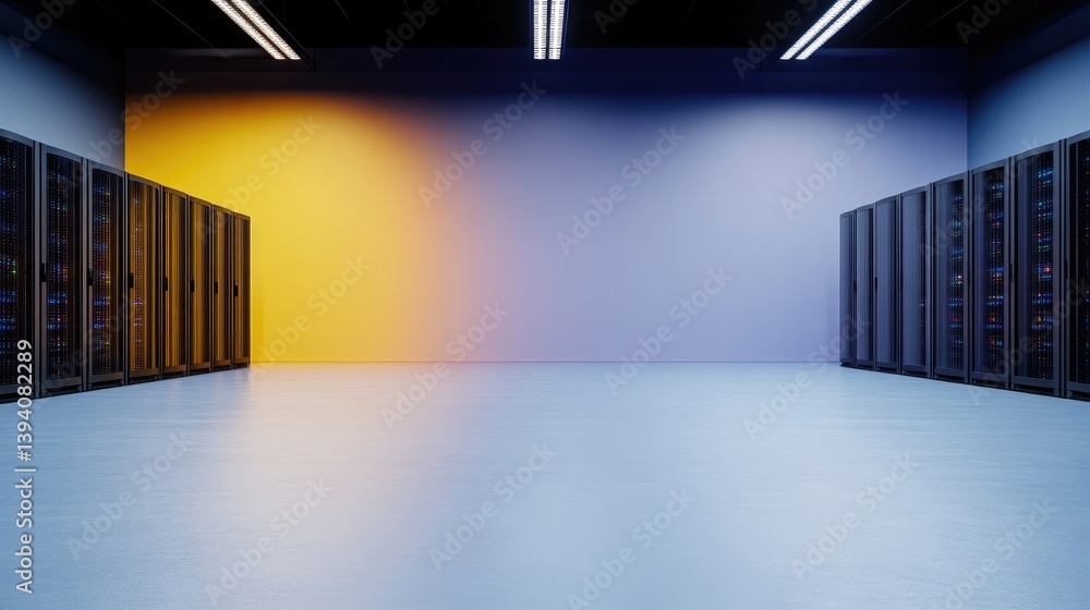 Poster modern server room with vibrant color scheme