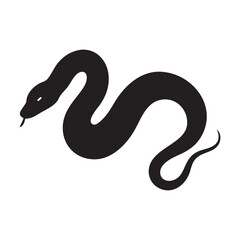 Fototapeta premium Simple Black Silhouette of a Winding Snake, a silhouette of a snake on a white background