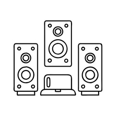 surround sound speakers icon, surround sound speakers line art - simple line art of surround sound speakers, perfect for surround sound speakers logos and icons