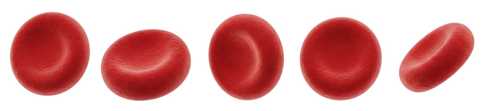 Set of Red Blood cells, erytrocytes that carry oxygen, cut out on transparent backround, PNG file graphic resource for medical purposes