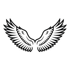 Obraz premium Eagle Wings Spread Line Art, Silhouette, Vector, Icon, Logo, White Background.