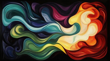 Obraz premium Abstract Mosaic Art With Swirling Waves and Geometric Patterns in Vivid and Saturated Colors