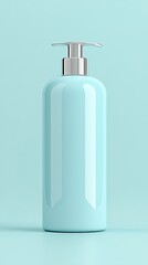 A sleek and modern turquoise liquid soap dispenser on a pastel backdrop. Ideal for showcasing skincare, hygiene, or cosmetic product concepts.