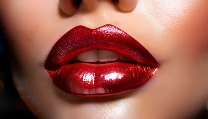Obraz premium Closeup glossy red lips 