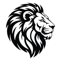 Fototapeta premium Geometric Lion Head Line Art, Silhouette, Vector, Icon, Logo, White Background.