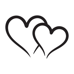 Double hearts hand drawn. Love symbol. Two hand drawn love monoline hearts.