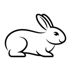 Rabbit Burrow Contour Line Art, Silhouette, Vector, Icon, Logo, White Background.