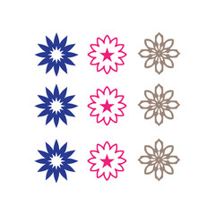 Set of flowers. Abstract origami flowers icons background.