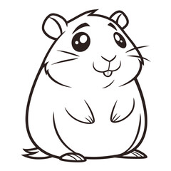 Silhouette of Guinea Pig Simple Line Art Rodent Design