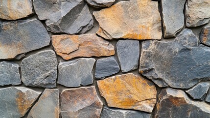 Detailed Stone Wall Texture with Gray and Brown Rocks Seamless Patterned Background