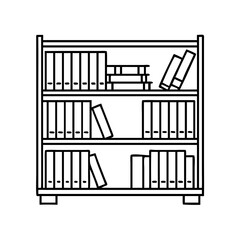 bookshelf icon, bookshelf line art - simple line art of bookshelf, perfect for bookshelf logos and icons
