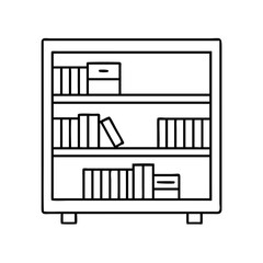 bookshelf icon, bookshelf line art - simple line art of bookshelf, perfect for bookshelf logos and icons