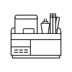 desk organizer icon, desk organizer line art - simple line art of desk organizer, perfect for desk organizer logos and icons