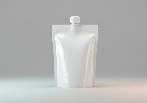 White stand up spout pouch mockup template for sauce liquid product