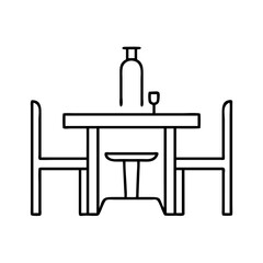 dining table icon, dining table line art - simple line art of dining table, perfect for dining table logos and icons