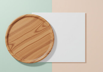 Wooden plate mockup template background for food presentation design