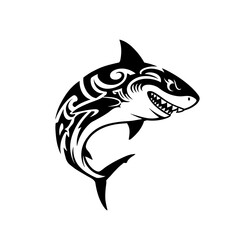 Obraz premium Tribal shark design with intricate patterns in black 